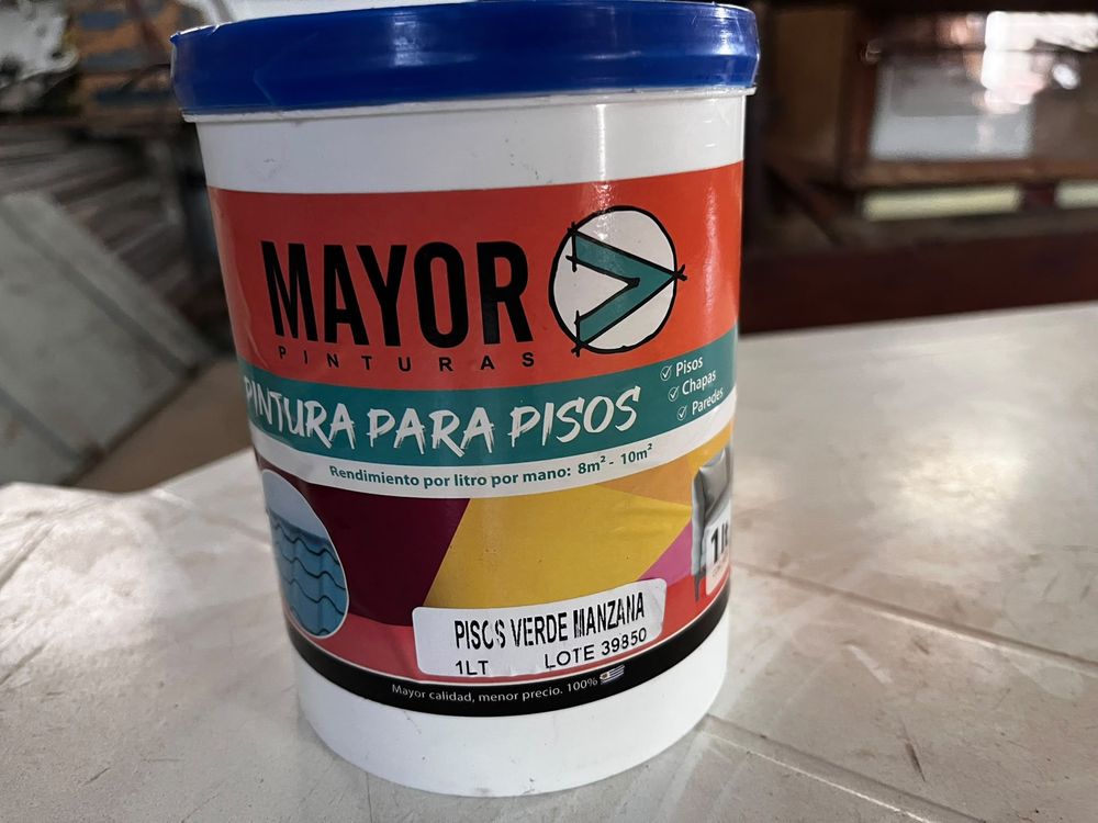Pintura para Pisos Verde Manzana 1 Litro Marca Mayor