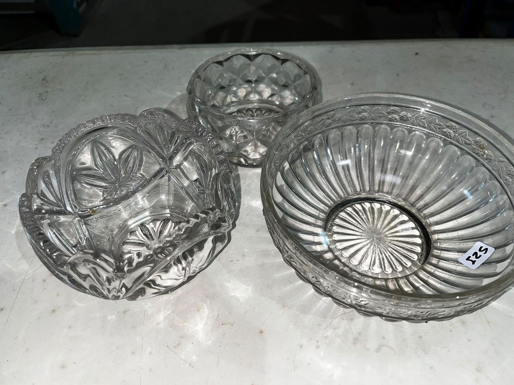 Set de 3 Bols de Vidrio Tallado