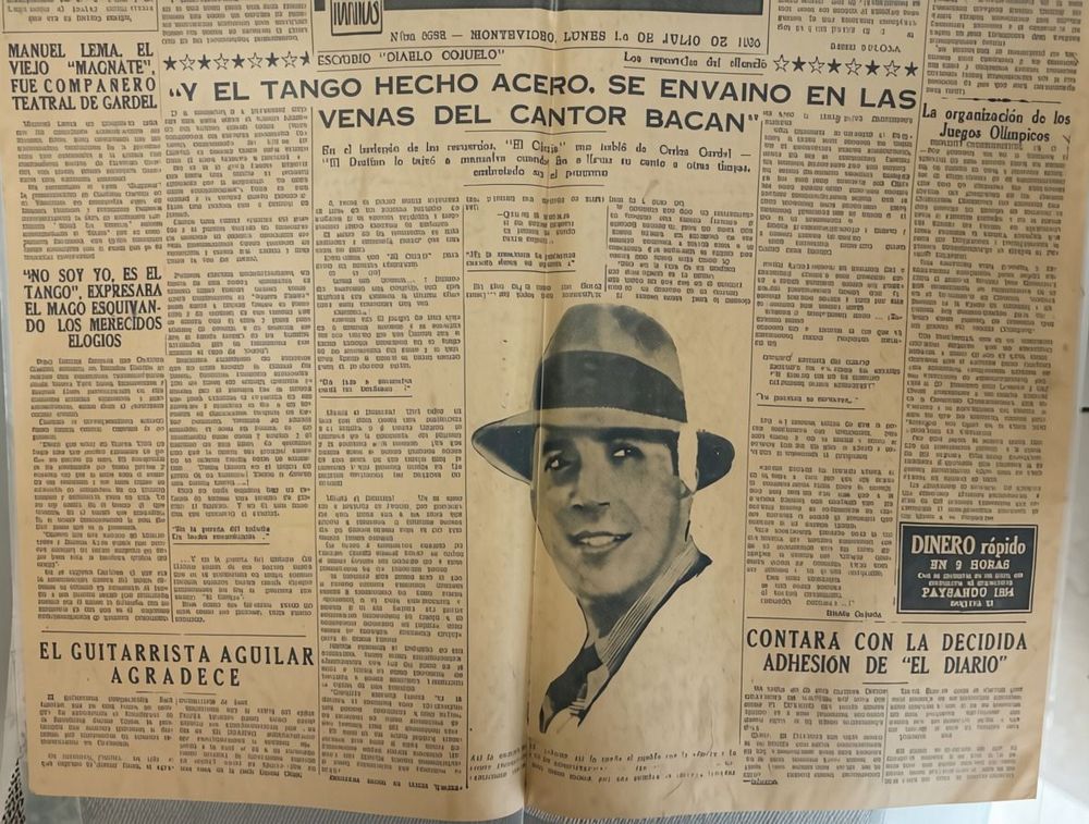 Diario El Diario de Uruguay - Edición 1 de Julio de 1935 con Fotos de Gardel