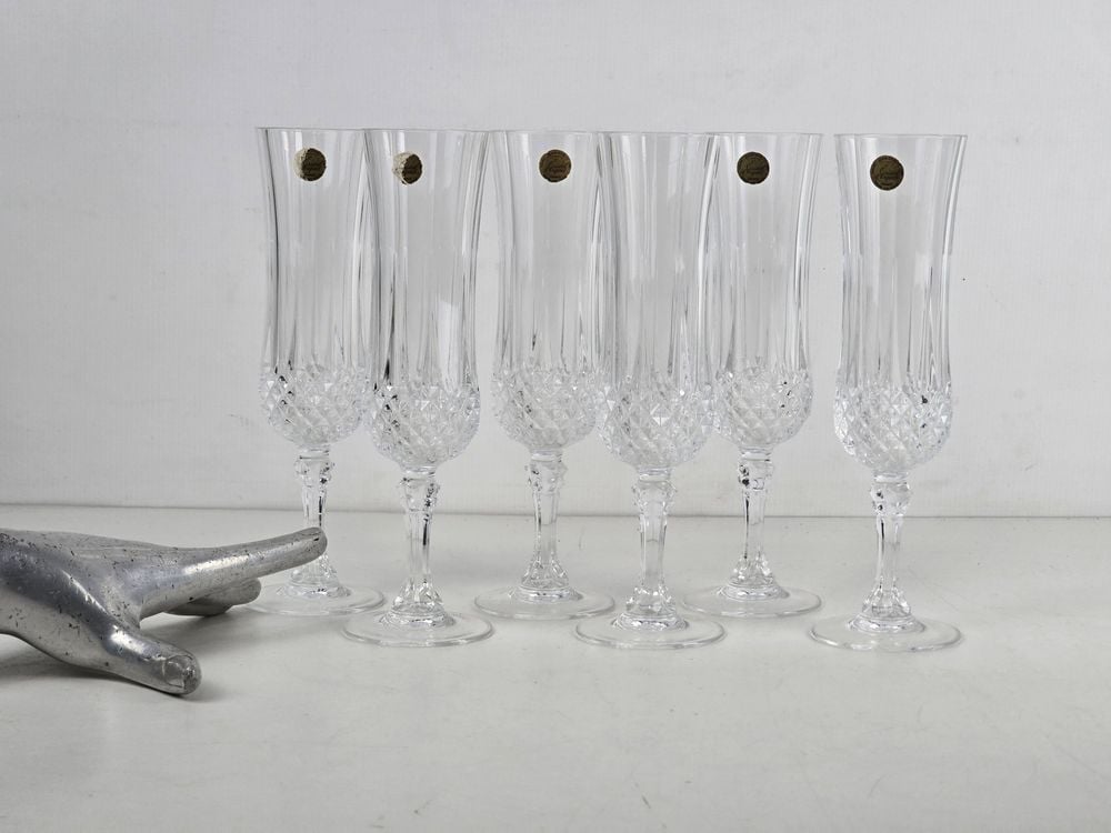 6 Copas de Cristal Francés D'Arques para Champagne