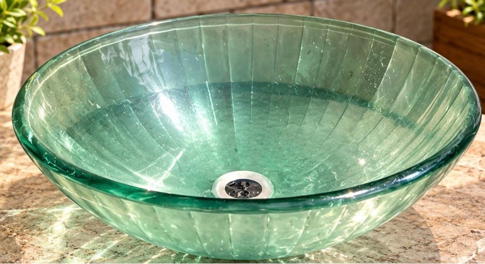 Bachá de Apoyo en Cristal Verde Esmeralda con Diseño Radial