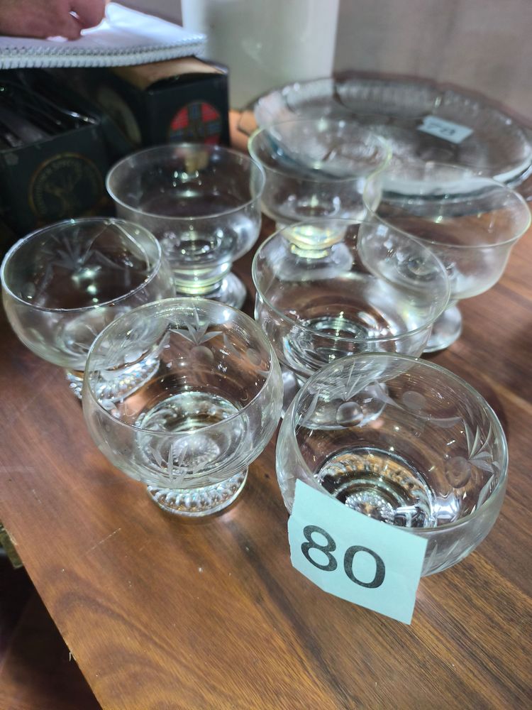 Set de 7 Copas de Cristal Tallado para Helado