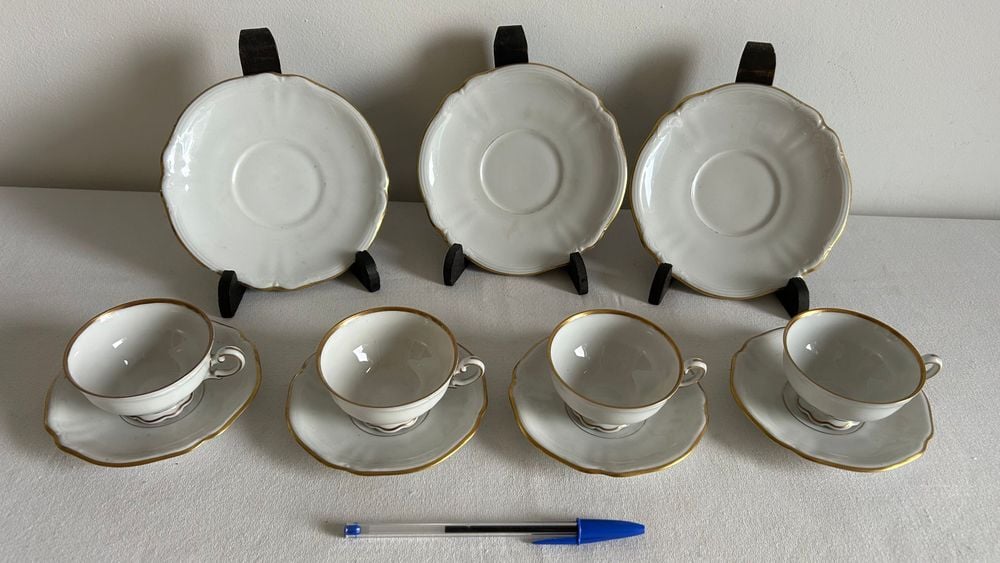 Juego de 4 tazas y platillos de porcelana alemana Bavaria, modelo Ingeborg