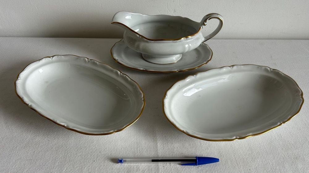 Salsera y Fuentes Ovaladas de Porcelana Alemana Bavaria C. T. Hutschenreuther