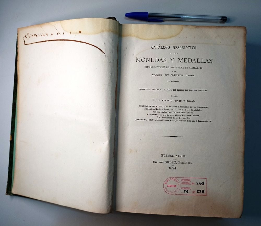 Antiguo Catálogo Descriptivo de Monedas y Medallas del Museo de Buenos Aires - 1874