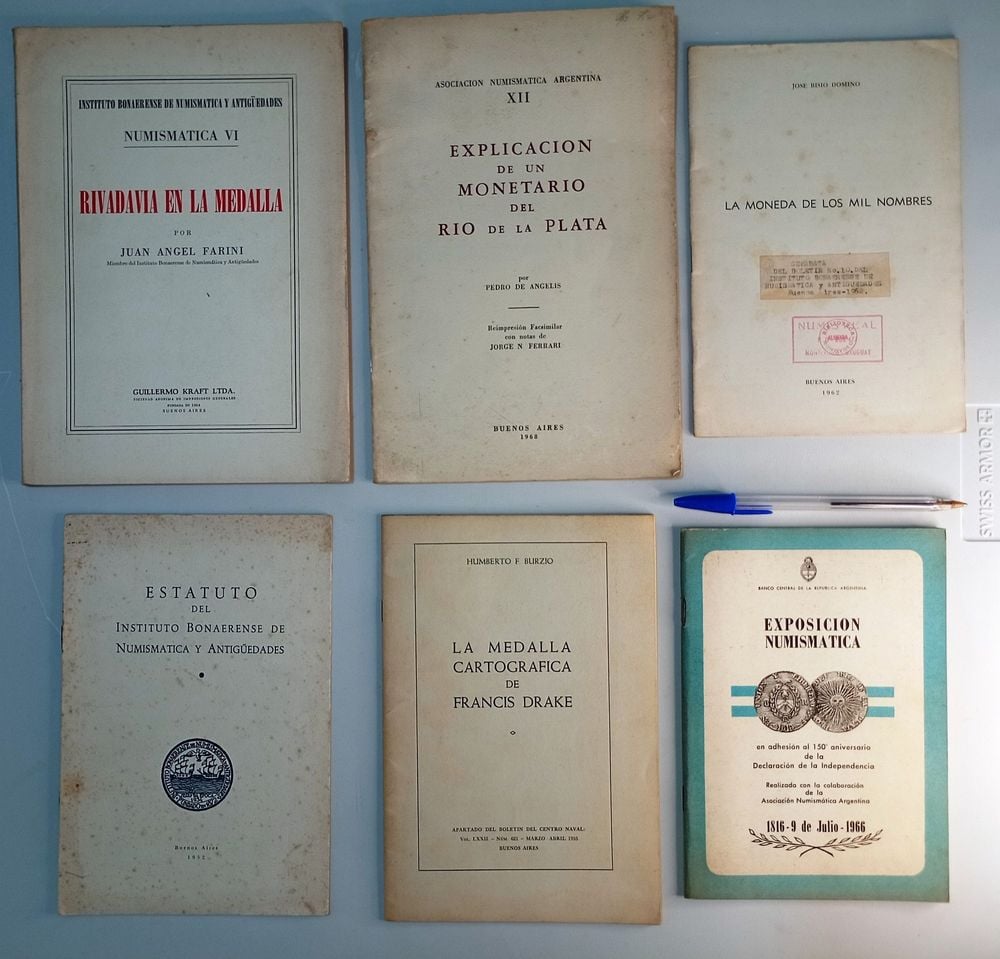Lote de 6 Publicaciones Numismáticas Argentinas (Años 50s-60s)