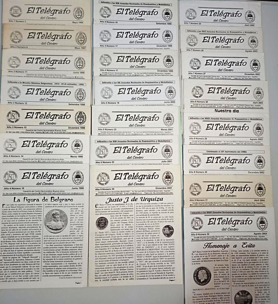 22 Publicaciones El Telégrafo del Centro (1996-2004) - Gaceta Numismática Buenos Aires