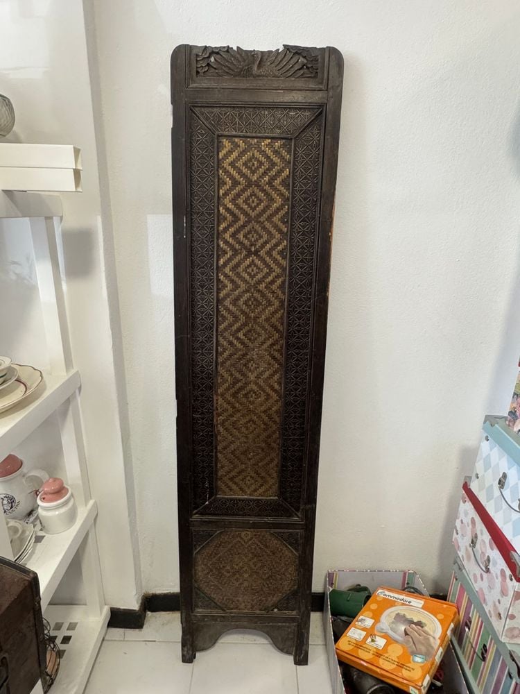 Panel Biombo Decorativo Estilo Oriental con Ave Tallada