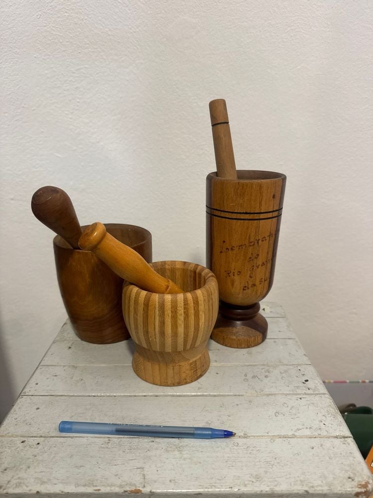 Lote de 3 Morteros de Madera