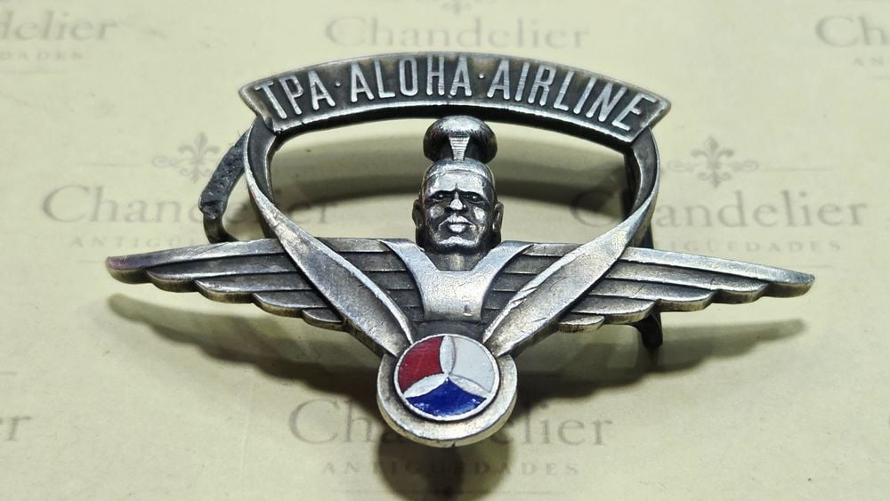 Hebilla de Plata Sterling "TPA Aloha Airline" con Detalle Esmaltado