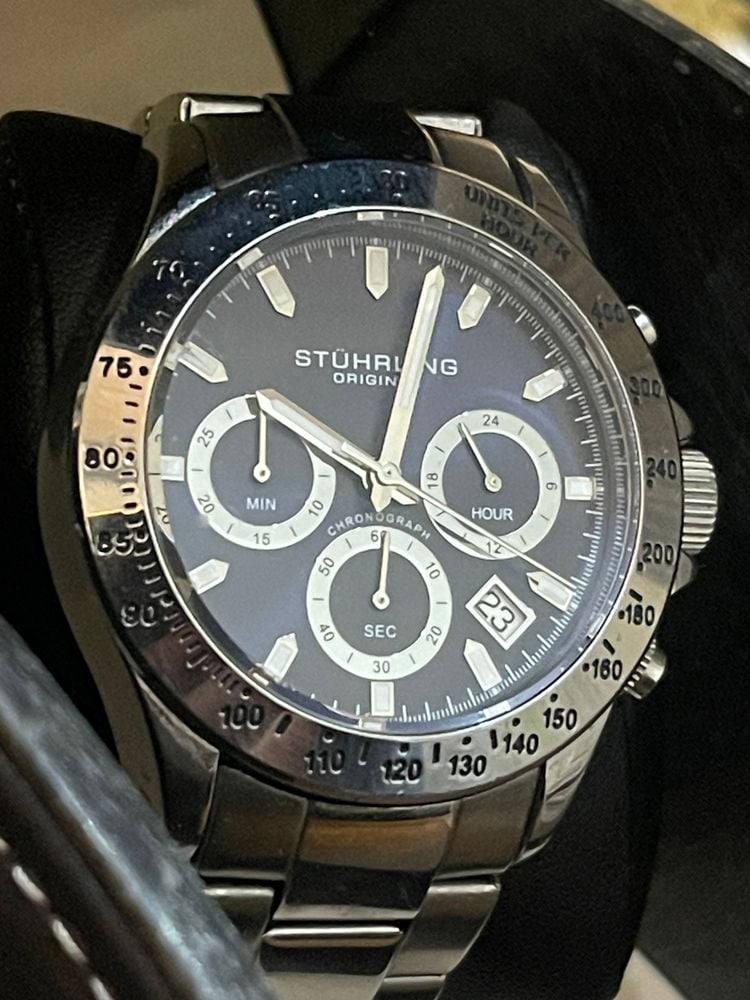 Reloj Stuhrling Original Cronógrafo Esfera Azul Zafiro Acero